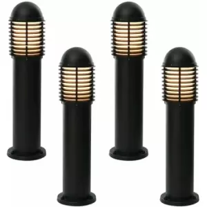 4 pack Outdoor IP44 Bollard Light Matt Black 650mm LED Lamp Post Garden Driveway