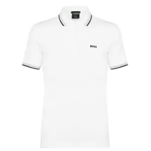 BOSS Tipped Polo Shirt - White