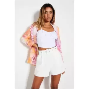 I Saw It First White Belted Tailored Mini Shorts - White