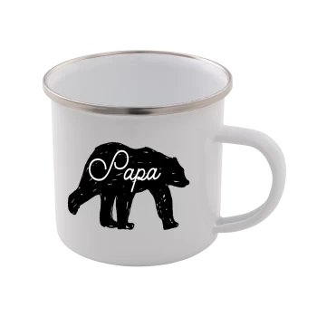 Papa Bear Enamel Mug - White