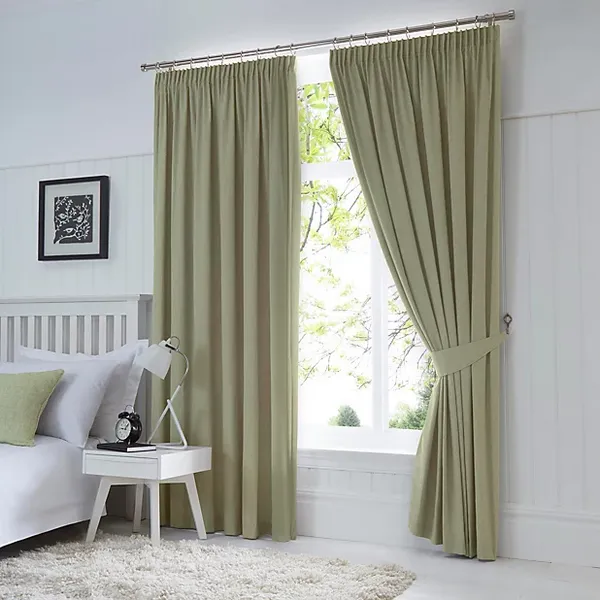 Fusion Fusion - Dijon Blackout Pencil Pleat Lined Curtains, Green, 66 x 90" DJNGN66900LZU