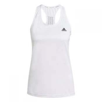 adidas Primeblue Designed 2 Move 3-Stripes Sport Tank Top - White / Black