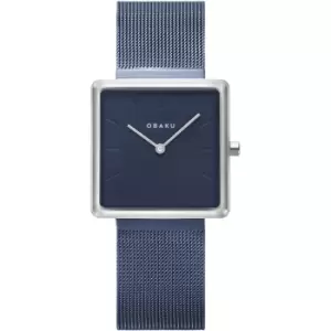 Obaku V236LXHLML Kvadrat-Arctic Womens Blue Mesh Wristwatch