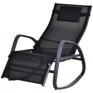 Outsunny Metal Frame Zero Gravity Rocking Patio Chair w/ Pillow Black