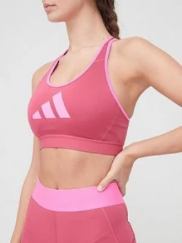 adidas Medium Support Don't Rest 3 Stripe Bra - Pink, Size 2XL, Women