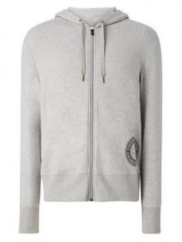 Calvin Klein Circle Logo Lounge Zip Through Hoodie - Grey Heather, Size L, Men