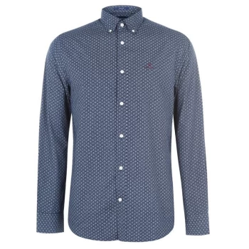 Gant Micro Print Long Sleeve Shirt - Blue