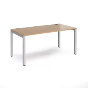 Bench Desk Single Person Starter Rectangular Desk 1600mm Beech Tops With Silver Frames 800mm Depth Connex