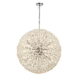 Salisbury Ceiling Pendant 1.2m Sphere 64 Light G9 Polished Chrome, Crystal