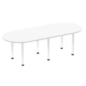 Impulse 2400mm Boardroom Table White Top Chrome Post Leg