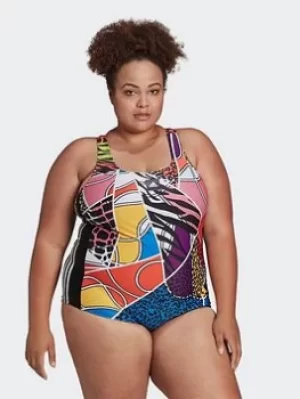 adidas Rich Mnisi Swimsuit (plus Size), Orange, Size 4X, Women