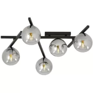 Emibig Smart Black Globe Ceiling Light with Graphite Glass Shades, 5x E14