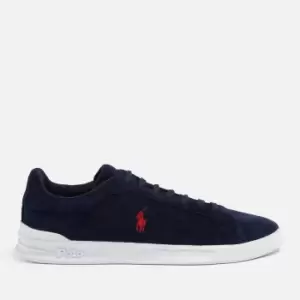 Polo Ralph Lauren Mens Heritage Court Suede Cupsole Trainers - Hunter Navy/RL200 Red - UK 10