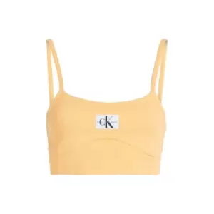 Calvin Klein Jeans Badge Rib Bralette Top - Orange