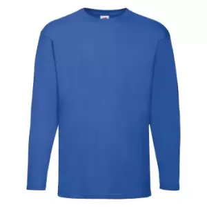 Fruit Of The Loom Mens Valueweight Crew Neck Long Sleeve T-Shirt (S) (Royal)