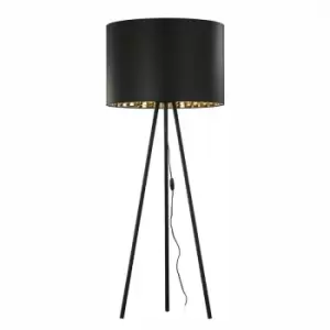 Zumaline Nallu Tripod Floor Lamp, Black, Gold, 1x E27 60W