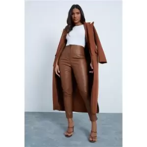 I Saw It First Chocolate Faux Leather High Waisted Straight Leg Trousers - Brown