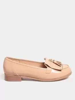 Yours Yours Extra Wide Fit Patent Tassel Loafer Nude, Nude, Size 5, Women