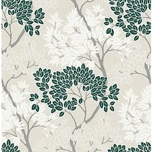 Fresco Lykke Tree Wallpaper Dark Green