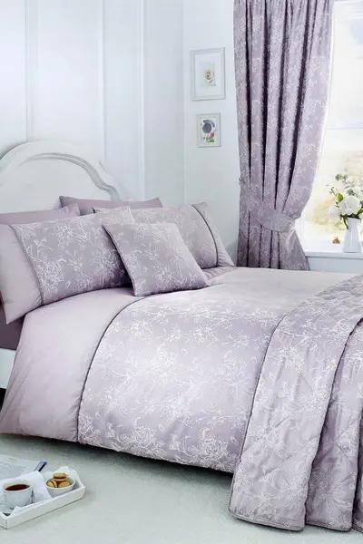 Dreams & Drapes 'Jasmine' Floral Jacquard Duvet Cover Set Lavender