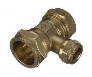 Wickes Brass Compression Reducing Tee - 15 x 15 x 22mm