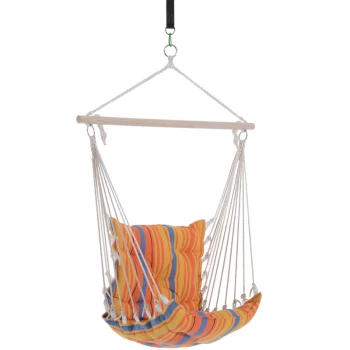 Hammock Rope Cushioned Swing Seat Wooden Cotton Cloth (Orange) - Outsunny