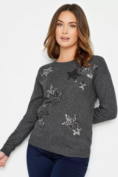 Petite Sequin Star Print Jumper