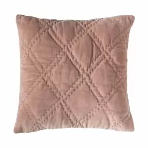 Crossland Grove Quilted Cotton Velvet Cushion Blush 450x450mm