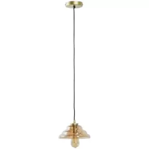 Minisun - Lustre Amber Glass Ceiling Light Fitting Pendant - No Bulb