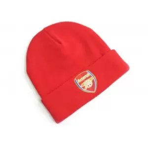 Arsenal FC Crest Knitted Turn Up Hat (One Size) (Red)