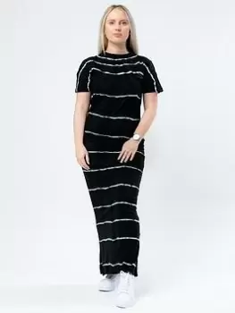 Hype Tie Dye Stripe Maxi Tee Dress - Mono, Mono, Size 8, Women