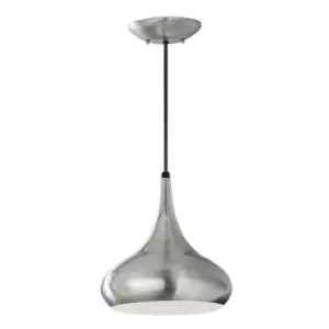 1 Bulb Ceiling Pendant Light Fitting Brushed Steel LED E27 60W Bulb