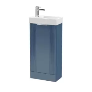 Nuie Deco Compact 400mm Floor Standing Cabinet & Basin - Satin Blue