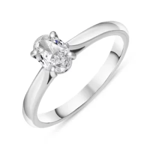 Platinum 0.46ct Diamond Oval Cut Four Claw Solitaire Ring