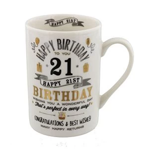 Signography Silver & Gold 21st Birthday Mug