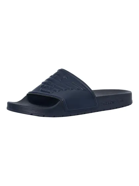 Emporio Armani Logo Sliders Navy 9 UK