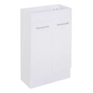 Bathroom Wash Basin Cabinet With Built In Ceramic Sink Base Two Doors White