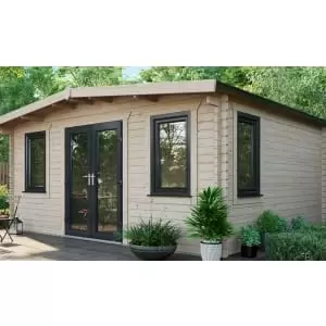 Power Sheds 14 x 16ft Central Doors Apex Chalet Log Cabin