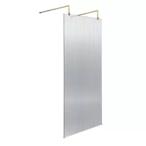 Hudson Reed 800mm Fluted Wetroom Screen With Arms & Feet - Brushed Brass