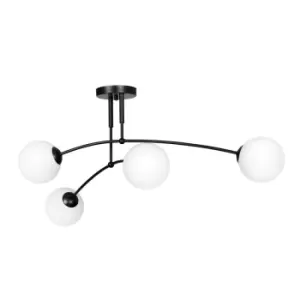 Pregos Black Globe Ceiling Light with White Glass Shades, 4x E14