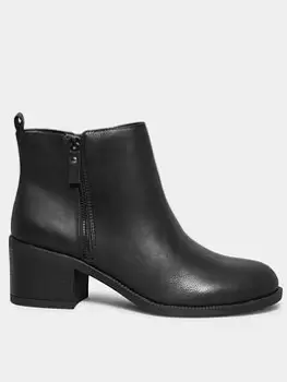 Yours Extra Wide Fit Block Heel Zip Boot - Black, Size E, Women