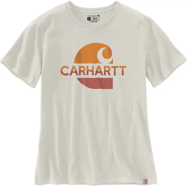 Carhartt Loose Fit Heavyweight Faded C Graphic Ladies T-Shirt, beige, Size L for Women