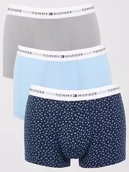 Tommy Hilfiger 3 Pack Trunks - Grey/Blue , Multi, Size 2XL, Men