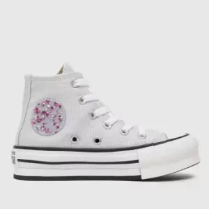 Converse White & Silver Eva Lift Hi Glitter Girls Junior Trainers