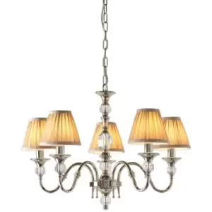 Interiors Polina Nickel - 5 Light Multi Arm Ceiling Pendant Chandelier Polished Nickel, E14