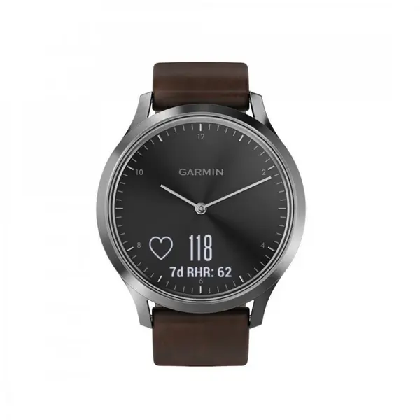 Garmin Vivomove HR Black with Brown Leather Band 010-01850-04