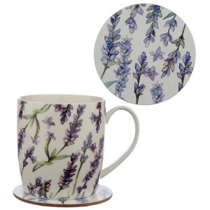 Lavender Fields Porcelain Mug & Coaster Set