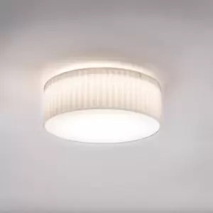 Cambria Cylindrical Ceiling Light White Fabric (Pleated), E27