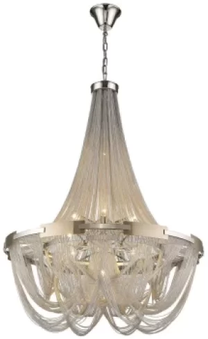 Spring 6 Light Chandelier Silver Finish, E14