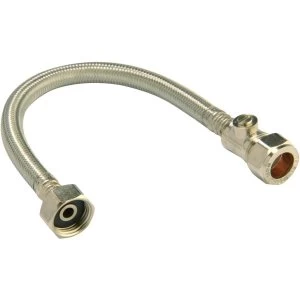 Wickes Flexible Compression Connector With Isolating Valve - 22 x 19 x 500mm